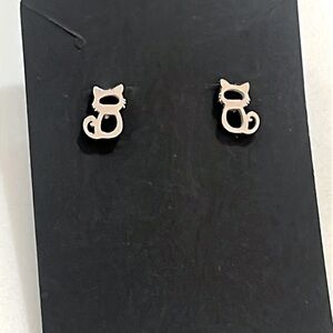 Kitty Cat Earrings Stainless Steel hypoallergenic w/stud posts & Gift Bag